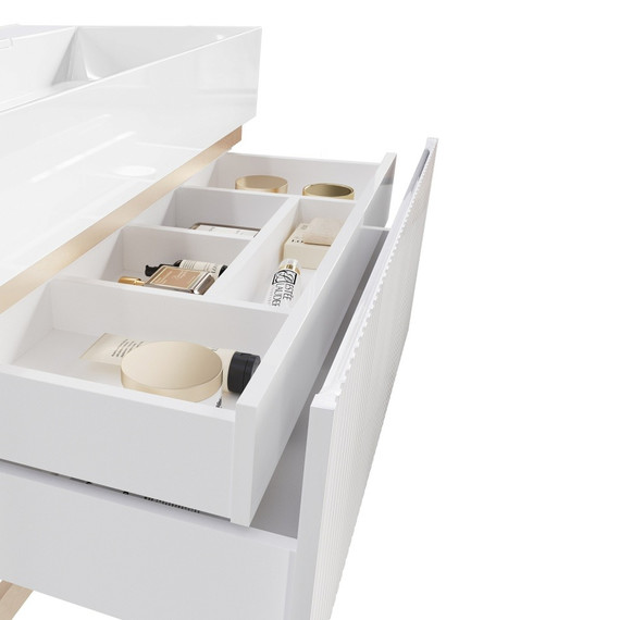 Тумба подвесная с раковиной Jorno Filoro 90 см Fil.01.90/P/W/JR, белый фото 7