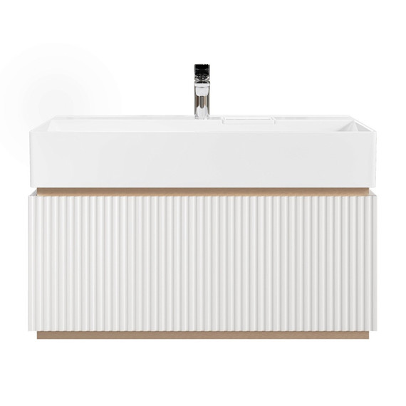 Тумба подвесная с раковиной Jorno Filoro 90 см Fil.01.90/P/W/JR, белый фото 3