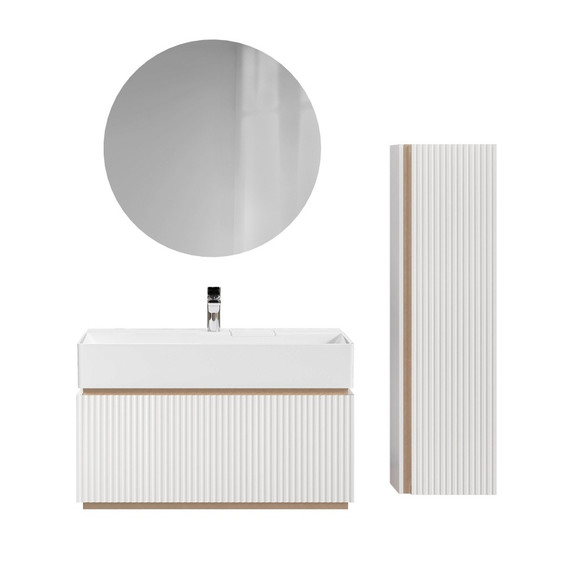 Тумба подвесная с раковиной Jorno Filoro 90 см Fil.01.90/P/W/JR, белый фото 8