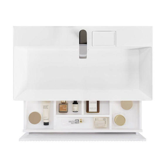 Тумба подвесная с раковиной Jorno Filoro 90 см Fil.01.90/P/W/JR, белый фото 4