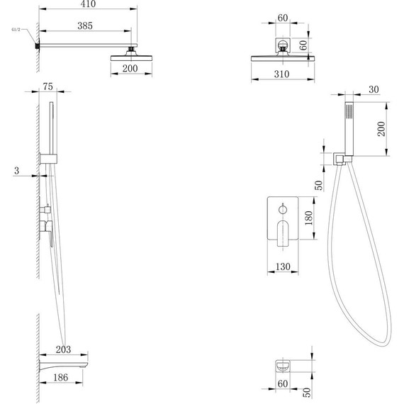 Душевая система для ванны Abber Weiss Insel AF8017FW, белый матовый фото 4