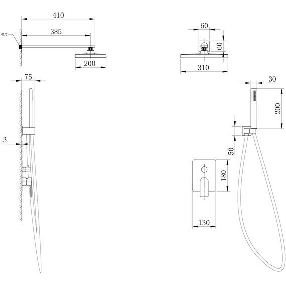 Душевая система для душа Abber Weiss Insel AF8018FW, белый матовый фото 4