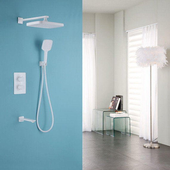 Душевая система для ванны с термостатом Abber Weiss Insel AF8050W, белый фото 2