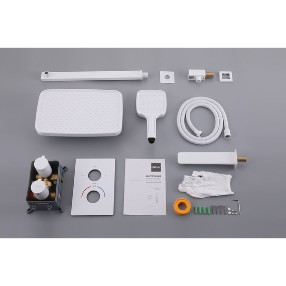 Душевая система для ванны с термостатом Abber Weiss Insel AF8050W, белый фото 3