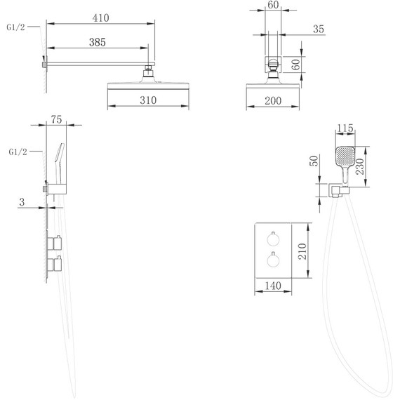 Душевая система для душа с термостатом Abber Weiss Insel AF8051W, белый фото 3