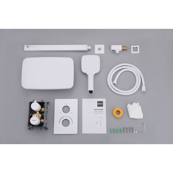 Душевая система для душа с термостатом Abber Weiss Insel AF8051W, белый фото 4