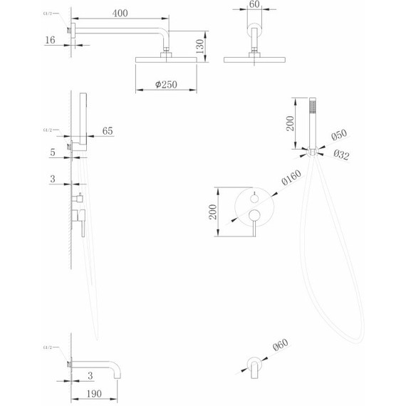 Душевая система для ванны Abber Wasser Kreis AF8117NG, никель - 4 Душевая система для ванны Abber Wasser Kreis AF8117NG, никель фото 4