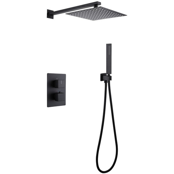 Душевая система для душа с термостатом Abber Daheim AF8251B, чёрный матовый фото 