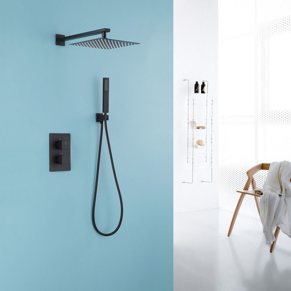 Душевая система для душа с термостатом Abber Daheim AF8251B, чёрный матовый фото 2