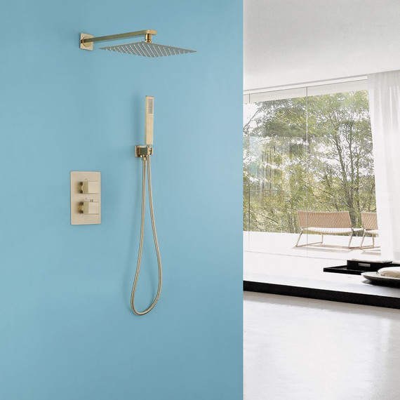 Душевая система для душа с термостатом Abber Daheim AF8251G, золото матовый фото 2