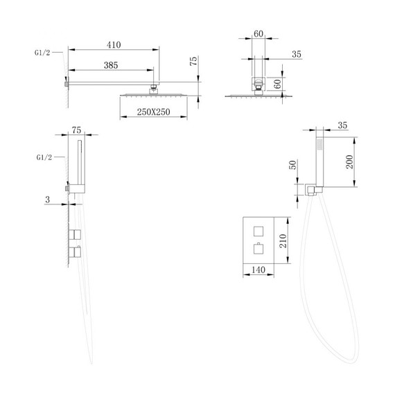 Душевая система для душа с термостатом Abber Daheim AF8251G, золото матовый фото 3