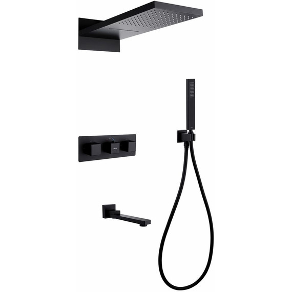 Душевая система для ванны с термостатом Abber Daheim AF8253B, чёрный матовый -  Душевая система для ванны с термостатом Abber Daheim AF8253B, чёрный матовый фото