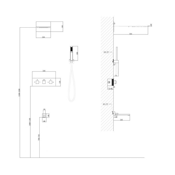 Душевая система для ванны с термостатом Abber Daheim AF8253B, чёрный матовый - 3 Душевая система для ванны с термостатом Abber Daheim AF8253B, чёрный матовый фото 3