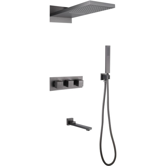 Душевая система для ванны с термостатом Abber Daheim AF8253NG, никель -  Душевая система для ванны с термостатом Abber Daheim AF8253NG, никель фото