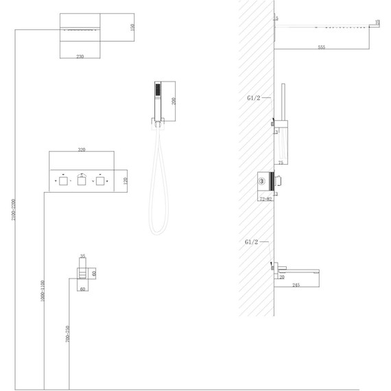 Душевая система для ванны с термостатом Abber Daheim AF8253 фото 3