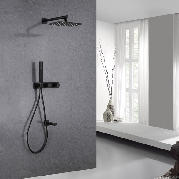 Душевая система для ванны Abber Rund AF8717B, черный матовый фото 2