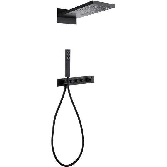 Душевая система для душа с термостатом Abber Rund AF8752B, черный матовый фото 
