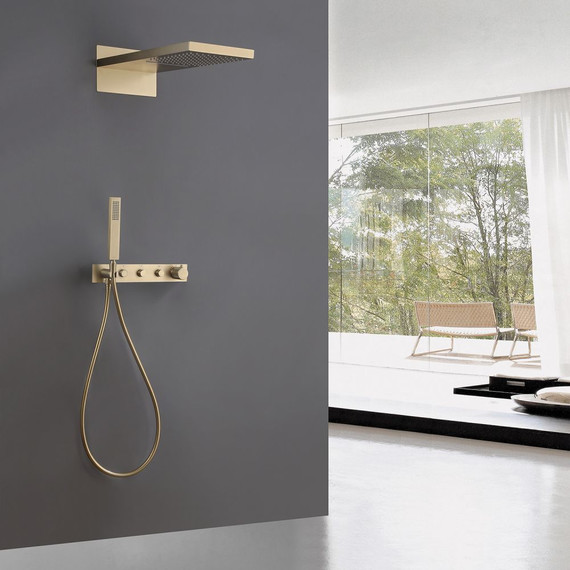 Душевая система для душа с термостатом Abber Rund AF8752G, золото матовый - 2 Душевая система для душа с термостатом Abber Rund AF8752G, золото матовый фото 2