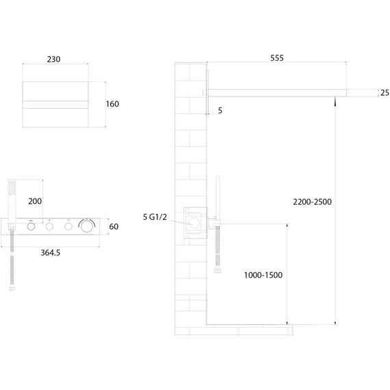 Душевая система для душа с термостатом Abber Rund AF8752G, золото матовый - 3 Душевая система для душа с термостатом Abber Rund AF8752G, золото матовый фото 3