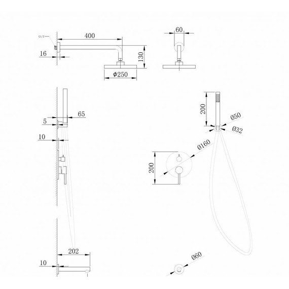 Душевая система для ванны Abber Emotion AF8817NG, никель фото 3