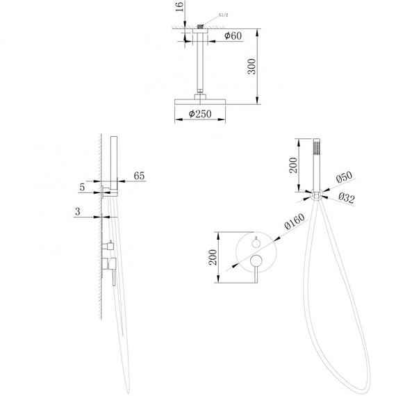 Душевая система для душа Abber Emotion AF8821B, чёрный матовый фото 3