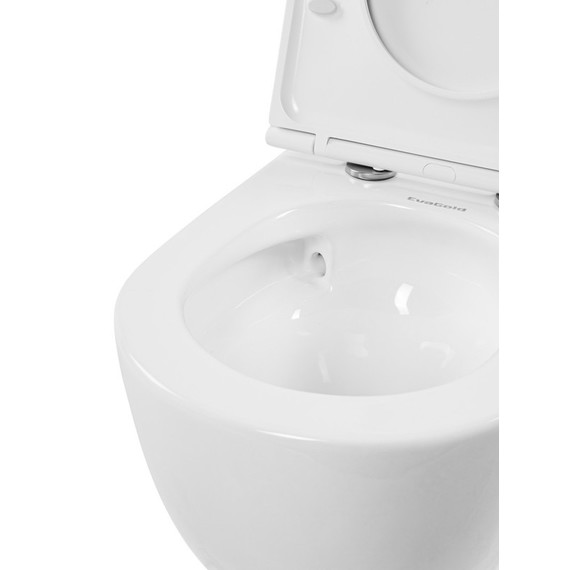 Унитаз подвесной безободковый EvaGold EG070032 с тонкой крышкой микролифт - 5 Унитаз подвесной безободковый EvaGold EG070032 с тонкой крышкой микролифт фото 5