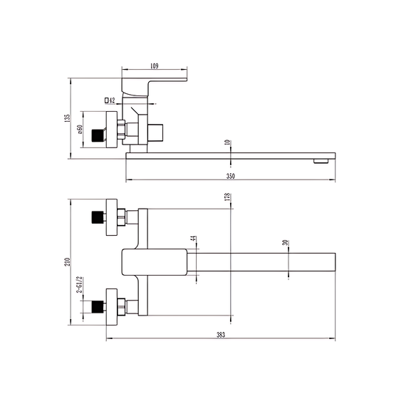 Смеситель для ванны EvaGold Tai EG400013 фото 2