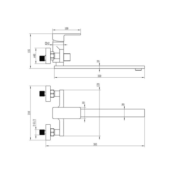Смеситель для ванны EvaGold Richard EG400015, чёрный фото 2