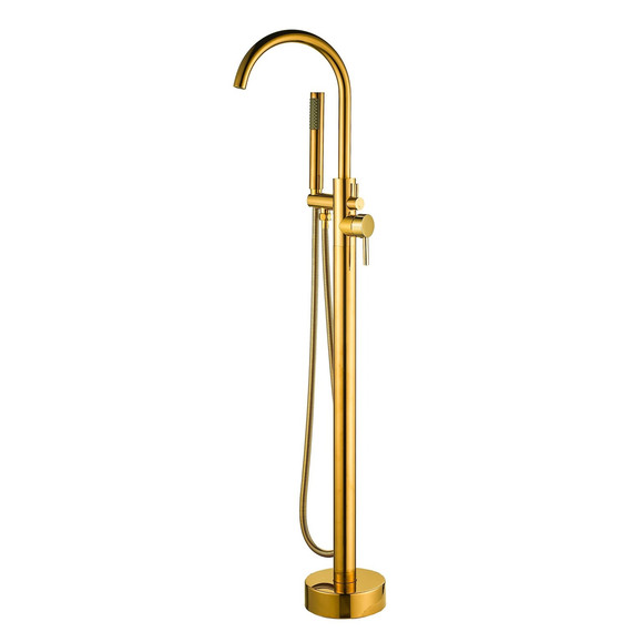 Смеситель для ванны напольный EvaGold Antares EG400072, золото фото 
