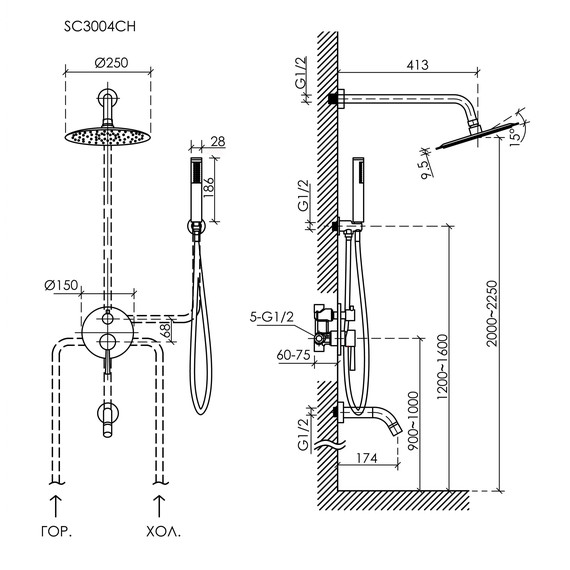 Душевая система для душа Sancos Select SC3004MB, чёрный матовый фото 10