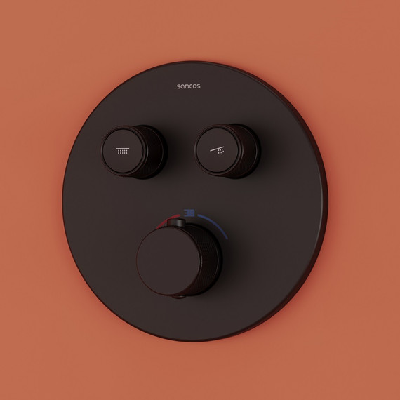 Душевая система для душа с термостатом Sancos Link SC3005MB, чёрный матовый фото 6