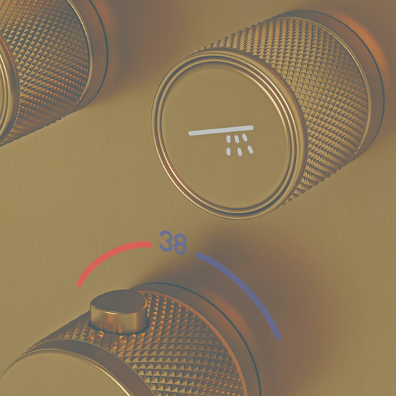 Душевая система для душа с термостатом Sancos Space SC3006BG, брашированные золото фото 4