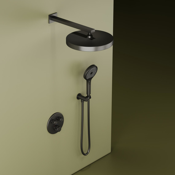Душевая система для душа с термостатом Sancos Space SC3006GMG, вороненая сталь фото 3