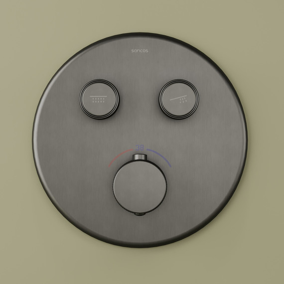 Душевая система для душа с термостатом Sancos Space SC3006GMG, вороненая сталь фото 8