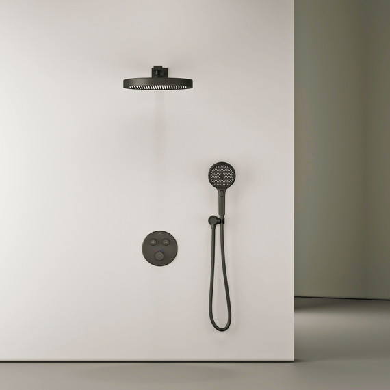 Душевая система для душа с термостатом Sancos Space SC3006MB, чёрный матовый фото 