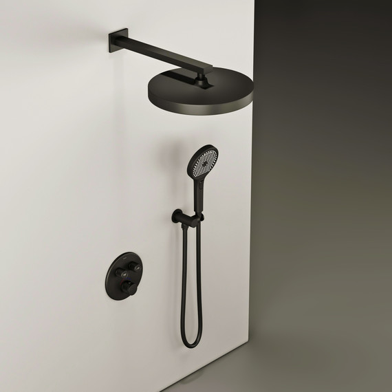 Душевая система для душа с термостатом Sancos Space SC3006MB, чёрный матовый фото 3