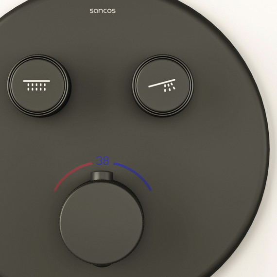 Душевая система для душа с термостатом Sancos Space SC3006MB, чёрный матовый фото 4