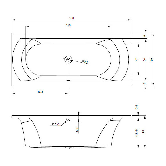 Ванна акриловая Riho LIMA 180x80 см BB4600500000000, Размер - мм: 1800х800 - 6 Ванна акриловая Riho LIMA 180x80 см BB4600500000000, Размер - мм: 1800х800 фото 6