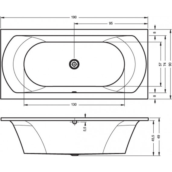 Ванна акриловая Riho LIMA 190x90 см BB4800500000000, Размер - мм: 1900х900 фото 6