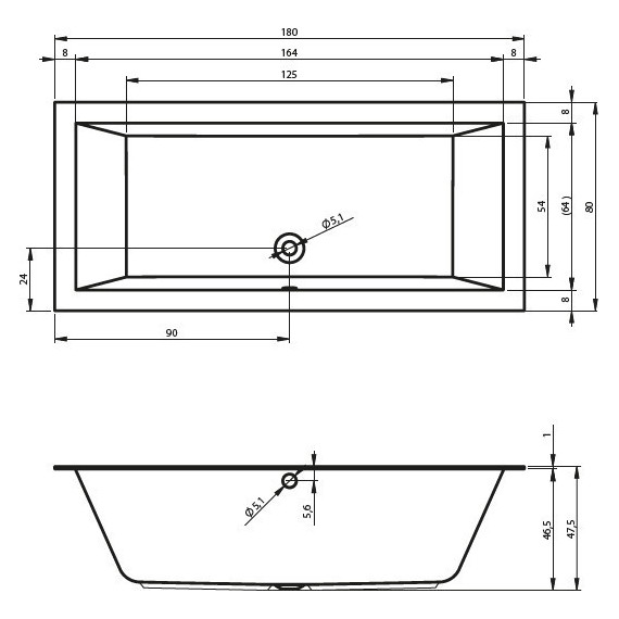 Ванна акриловая Riho LUGO VELVET 180x80 см BT0210500000000, Размер - мм: 1800х800 фото 5