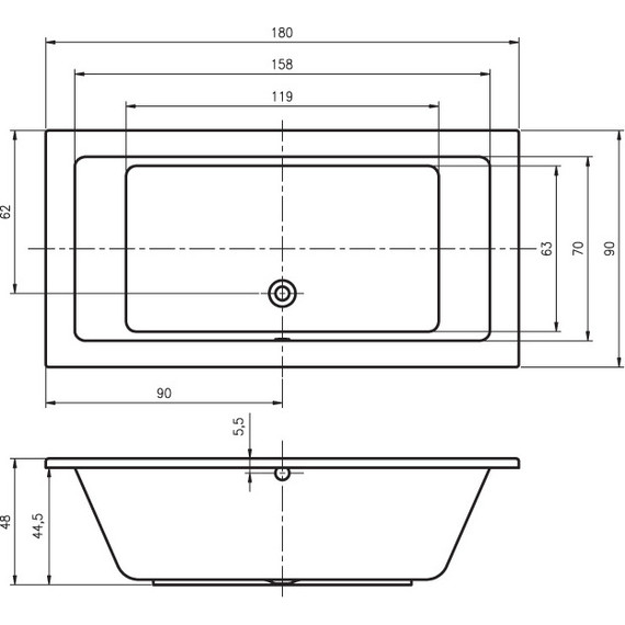 Ванна акриловая Riho LUSSO 180x90 см BA7700500000000, Размер - мм: 1800х900 - 6 Ванна акриловая Riho LUSSO 180x90 см BA7700500000000, Размер - мм: 1800х900 фото 6