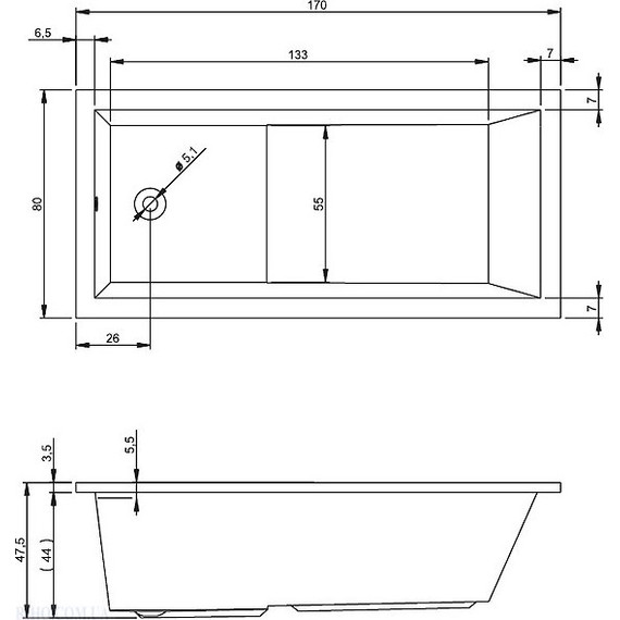 Ванна акриловая Riho LUSSO PLUS 170x80 см BA1200500000000, Размер - мм: 1700х800 - 6 Ванна акриловая Riho LUSSO PLUS 170x80 см BA1200500000000, Размер - мм: 1700х800 фото 6