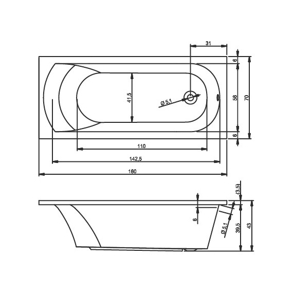 Ванна акриловая Riho MIAMI 160x70 см BB6000500000000, Размер - мм: 1600х700 - 6 Ванна акриловая Riho MIAMI 160x70 см BB6000500000000, Размер - мм: 1600х700 фото 6