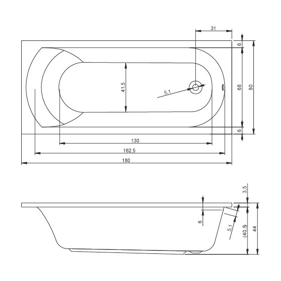 Ванна акриловая Riho MIAMI 180x80 см BB6400500000000, Размер - мм: 1800х800 - 6 Ванна акриловая Riho MIAMI 180x80 см BB6400500000000, Размер - мм: 1800х800 фото 6