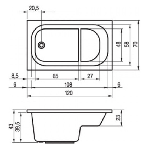 Ванна акриловая сидячая Riho PETIT 120x70 см BZ2500500000000 фото 5