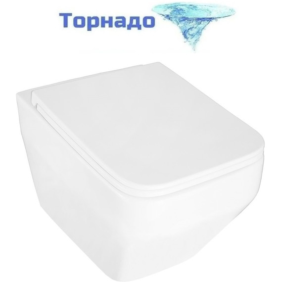 Унитаз подвесной безободковый Azario Moneo AZ-0062 UQ1 с тонкой крышкой микролифт (Система смыва торнадо) -  Унитаз подвесной безободковый Azario Moneo AZ-0062 UQ1 с тонкой крышкой микролифт (Система смыва торнадо) фото