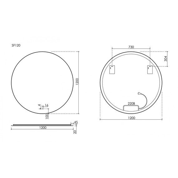 Зеркало Sancos Sfera 120 см SF1200 - 4 Зеркало Sancos Sfera 120 см SF1200 фото 4
