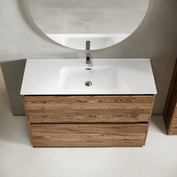 Тумба напольная с раковиной-столешницей Sancos Libra Floor 120 см LB120F-1ECH, дуб чарльстон (раковина Element CN7006) -  Тумба напольная с раковиной-столешницей Sancos Libra Floor 120 см LB120F-1ECH, дуб чарльстон (раковина Element CN7006) фото