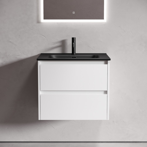 Тумба подвесная с раковиной Sancos Libra 60 см LB60W (раковина Element CN7001MB) -  Тумба подвесная с раковиной Sancos Libra 60 см LB60W (раковина Element CN7001MB) фото