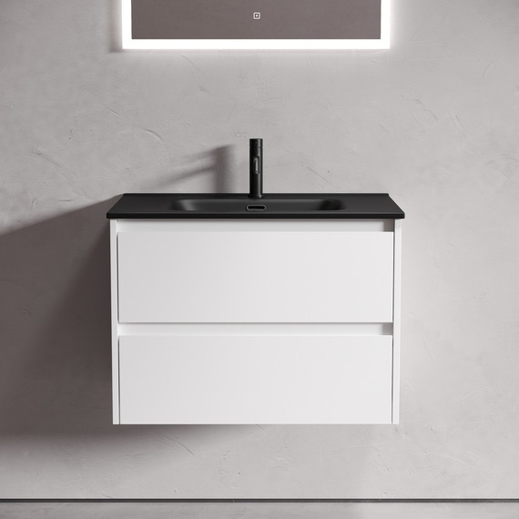Тумба подвесная с раковиной Sancos Libra 70 см LB70W (раковина Element CN7007MB) -  Тумба подвесная с раковиной Sancos Libra 70 см LB70W (раковина Element CN7007MB) фото